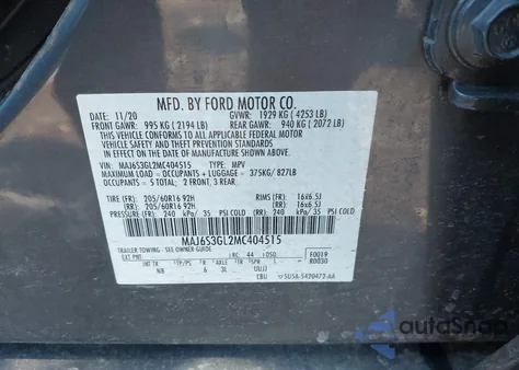 2021 Ford Ecosport Se из США, поврежденный, VIN MAJ6S3GL2MC404515